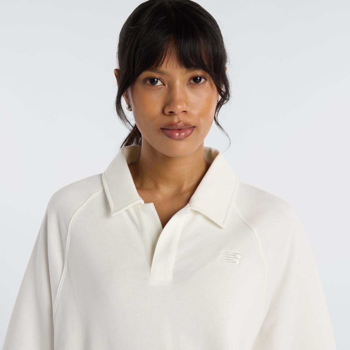 Polo Casual de Mulher Oversized Coastal Fleece Branco-marfim-5