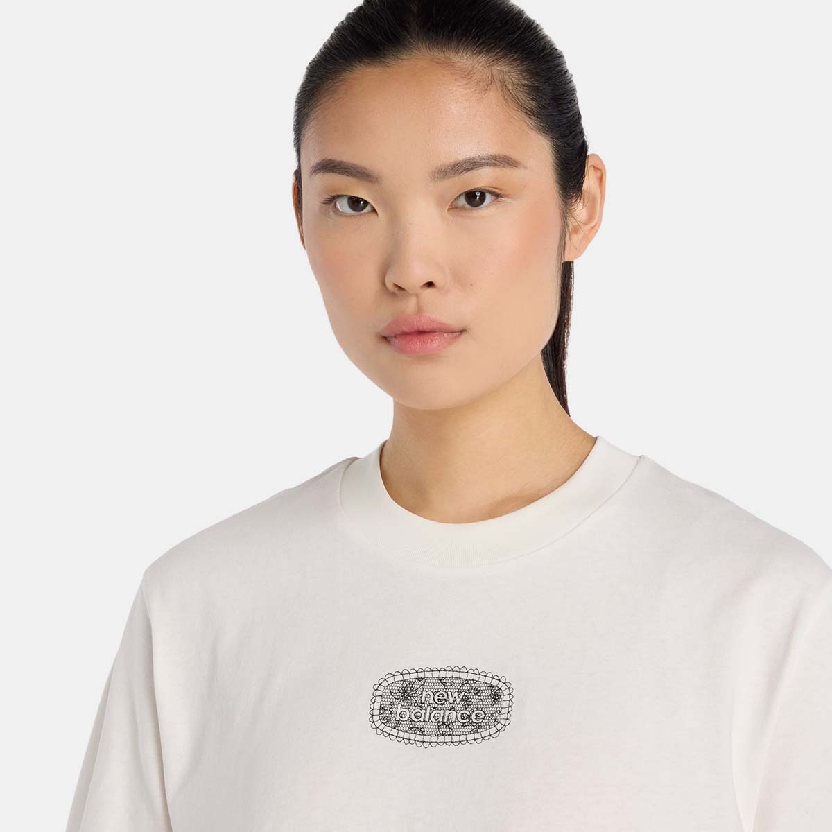 T-shirt Casual de Mulher Lace Icon Branco-marfim-5