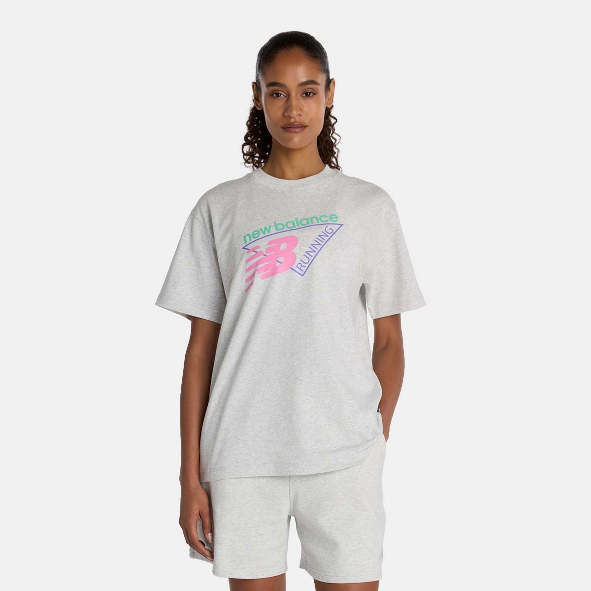 T-shirt Casual de Mulher Neon Relaxed Cinzento-1