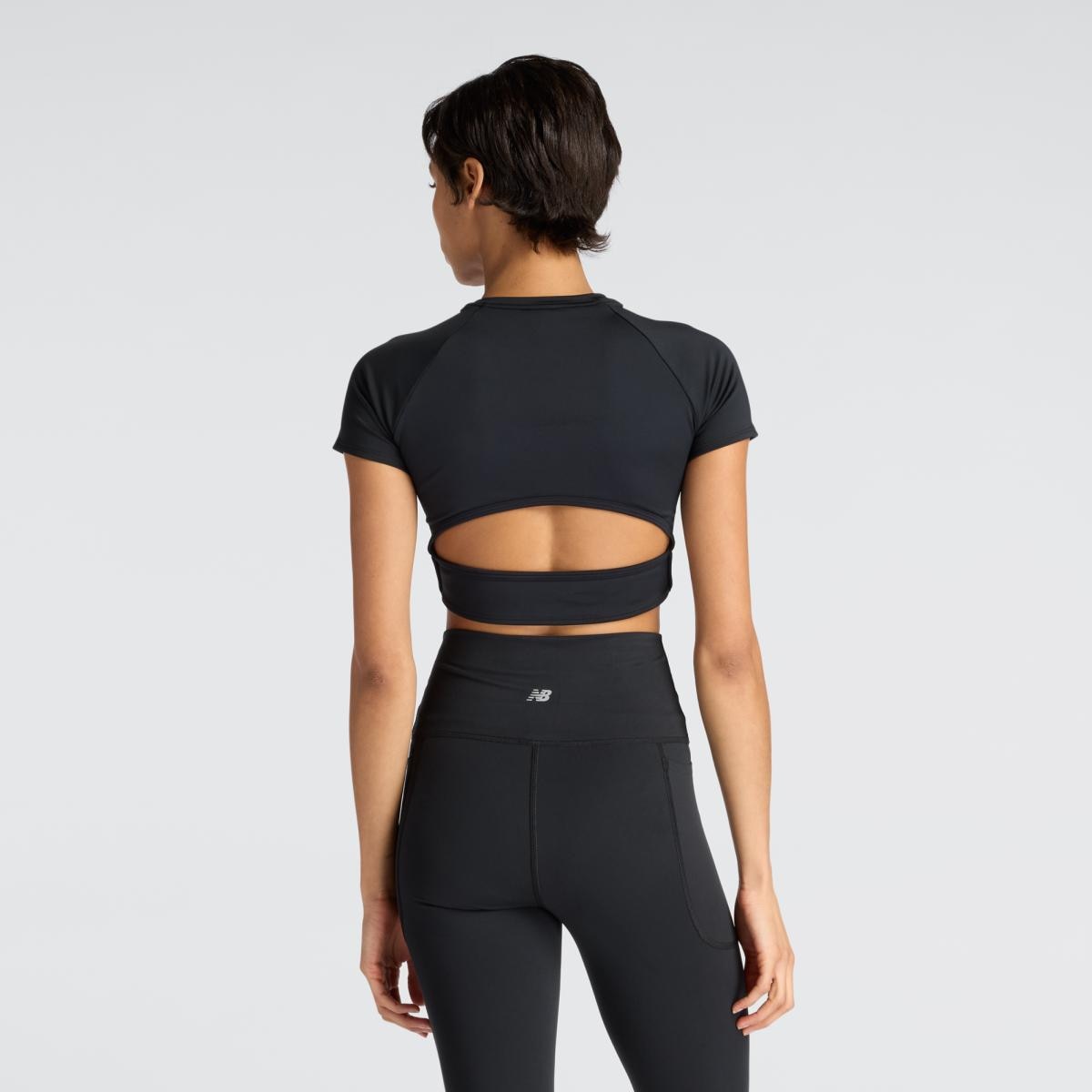 T-shirt Cropped de Running de Mulher Fast Days Fitted Preto-4