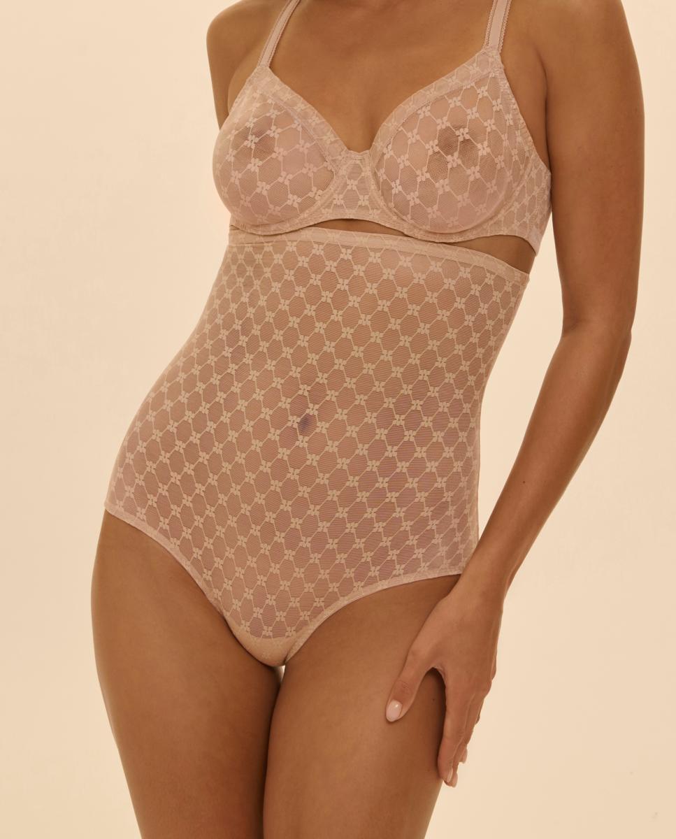 Cueca de Cintura Subida Retro Bege-2