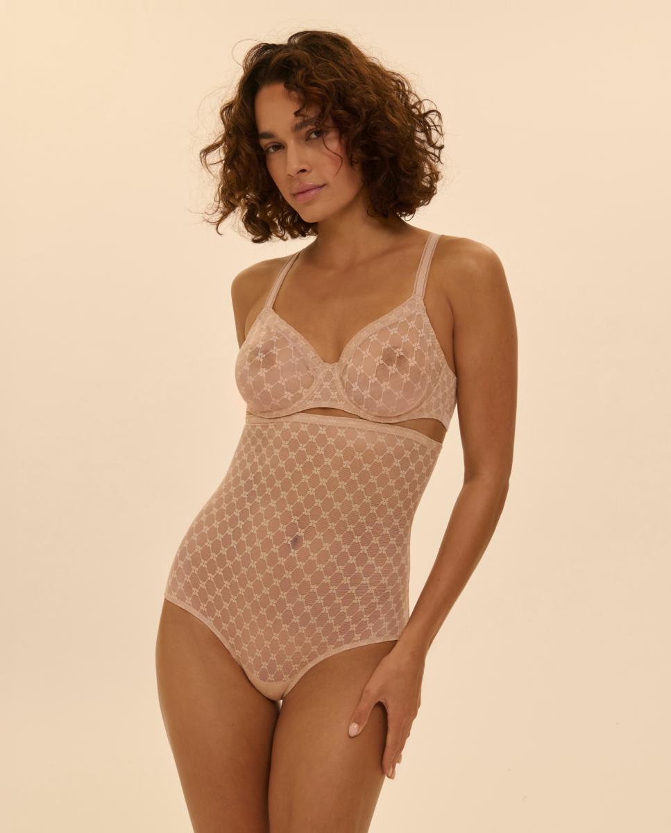 Cueca de Cintura Subida Retro Bege-7