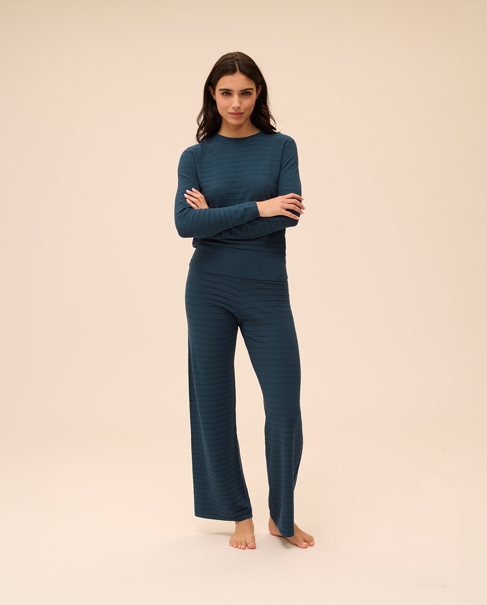 Camisola Ligeira de Malha Azul-marinho-2