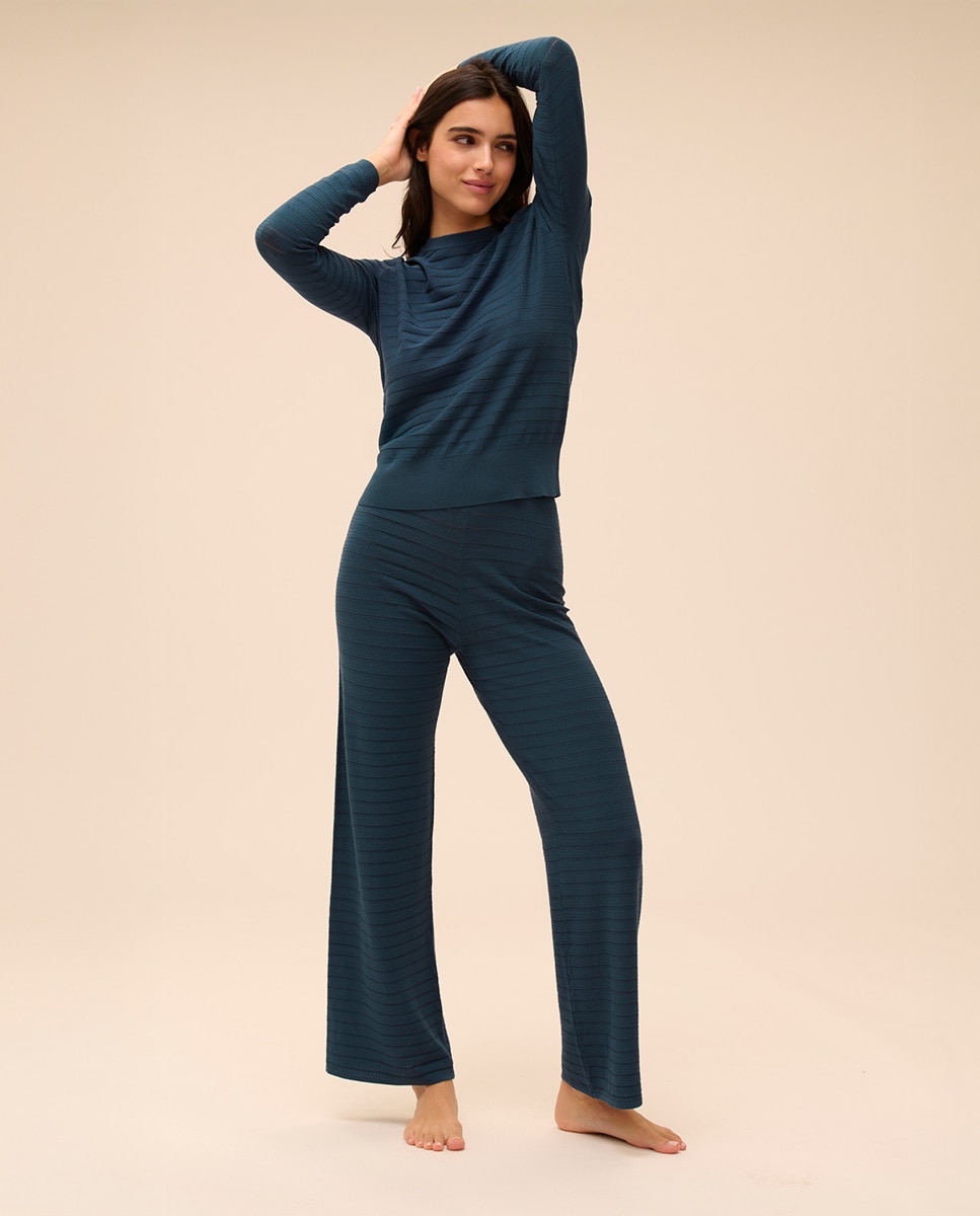 Camisola Ligeira de Malha Azul-marinho-5