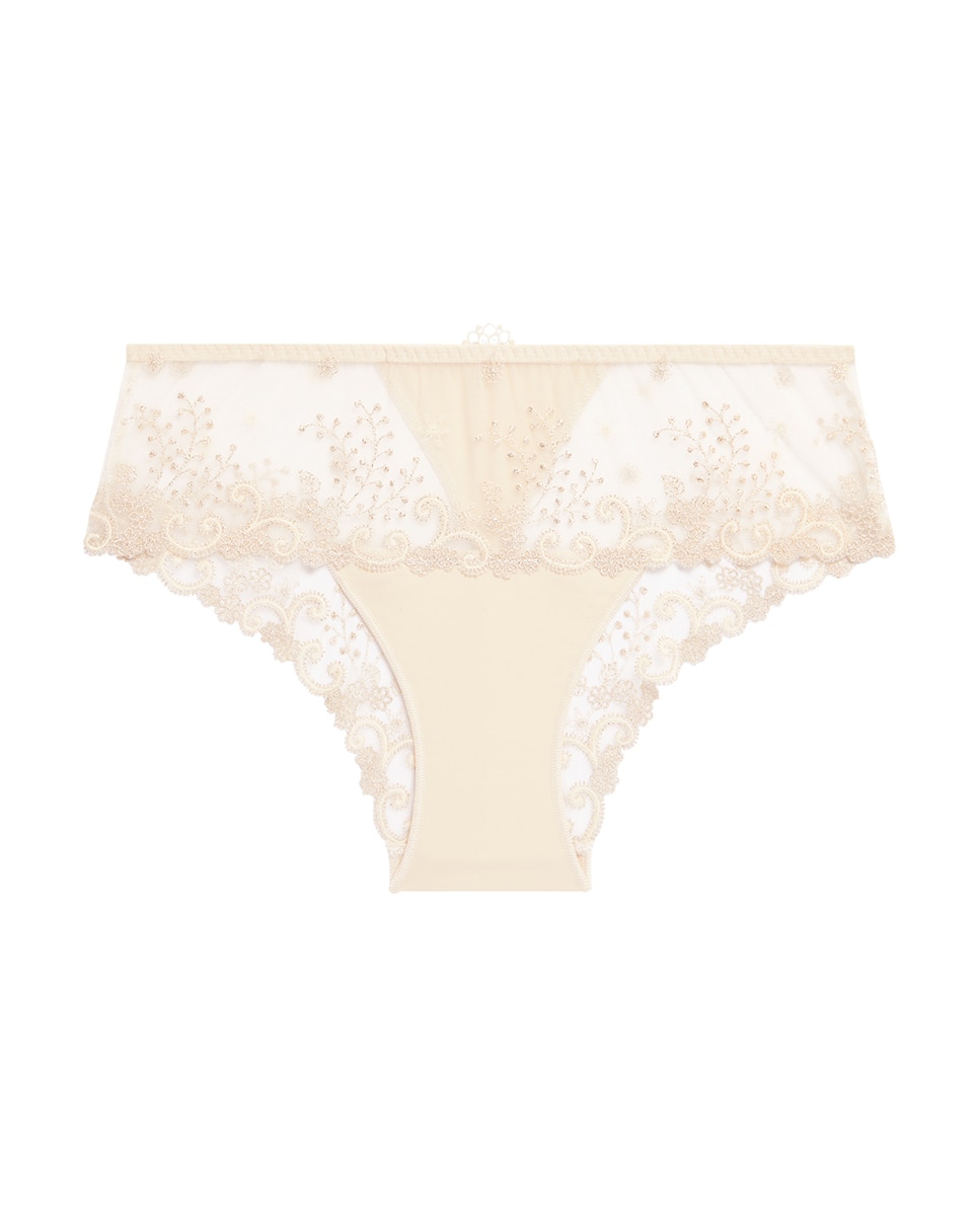 Culotte Delice de Tule com Bordado - Rosa Castanho-claro-6
