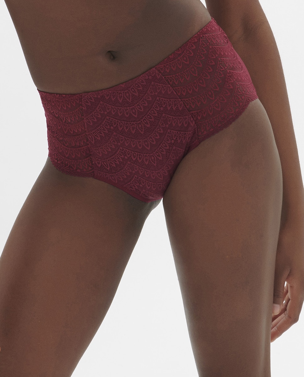 Cueca de cintura subida Karma lisa Grená-1