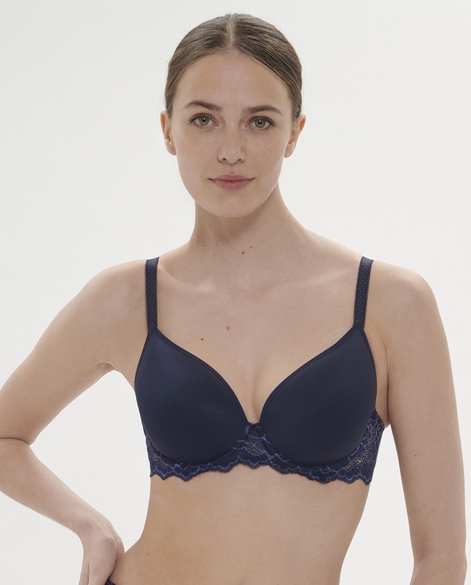 Soutien sexy de mulher Simone Pérèle pré-formado com enchimento 3D e aro Azul-marinho-1