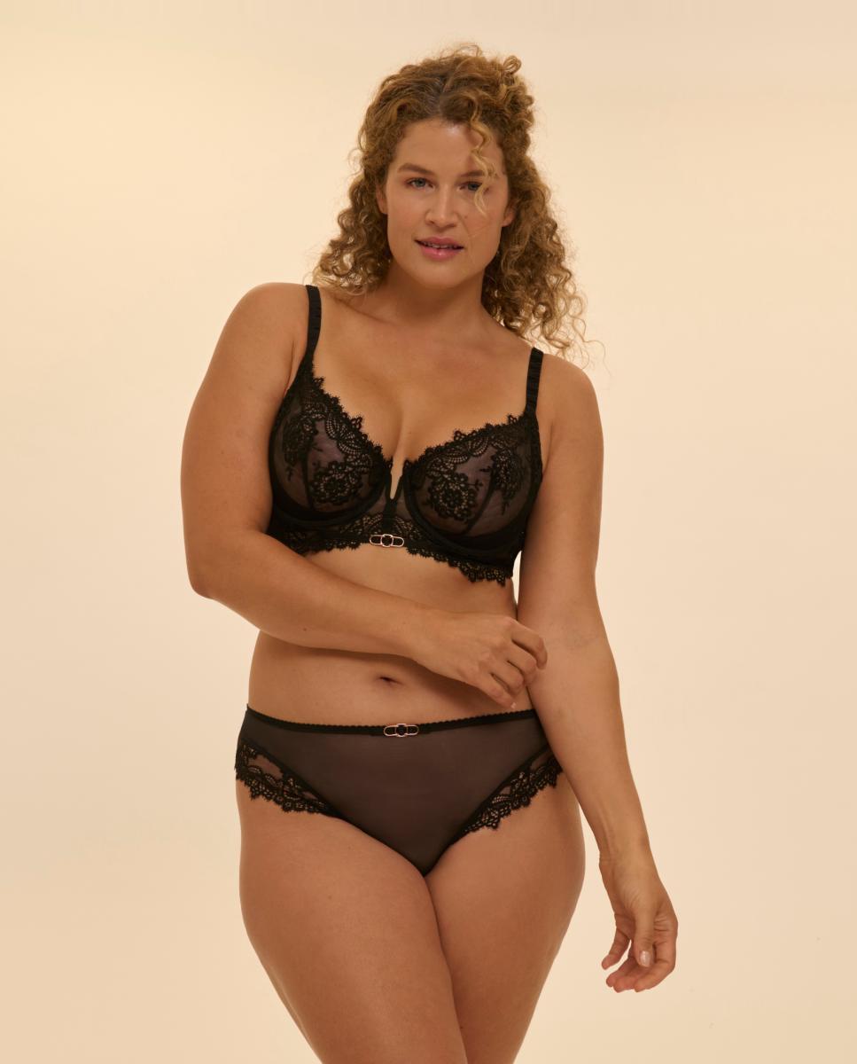 Soutien com Aros, Decotado e Semi-Enchimento Preto-5