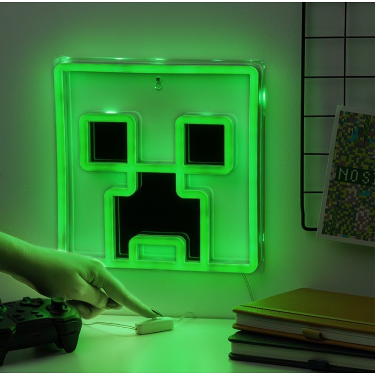 Candeeiro LED neón Creeper Minecraft 3
