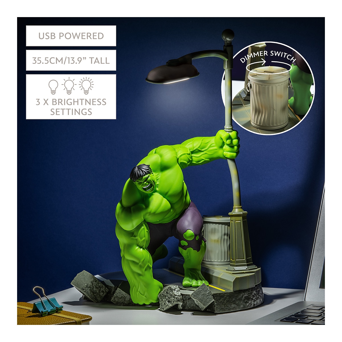 Candeeiro Hulk Diorama Hulk Marvel Paladone 11