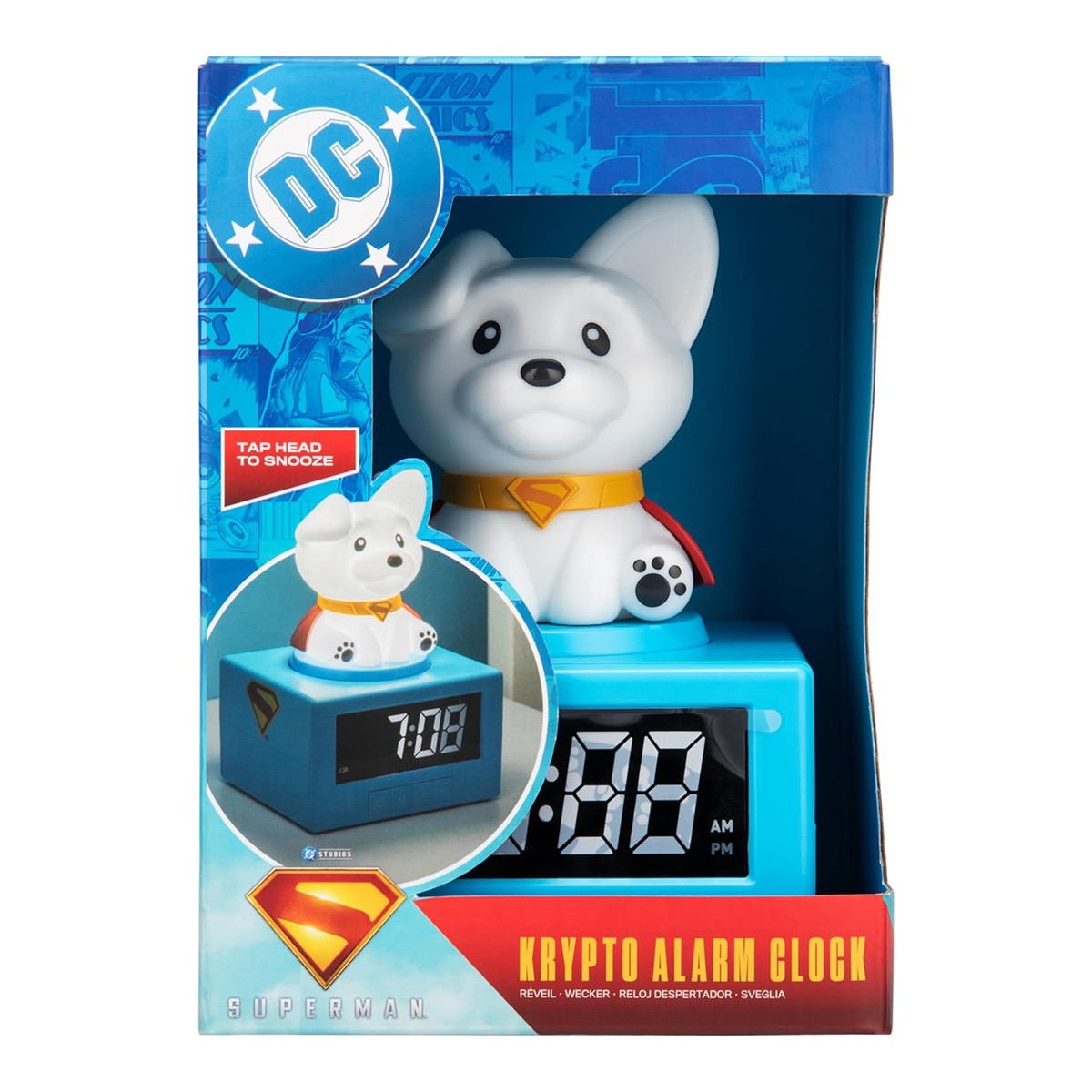 Relógio Alarma Krypto Dc Comics Superman Paladone Branco-2