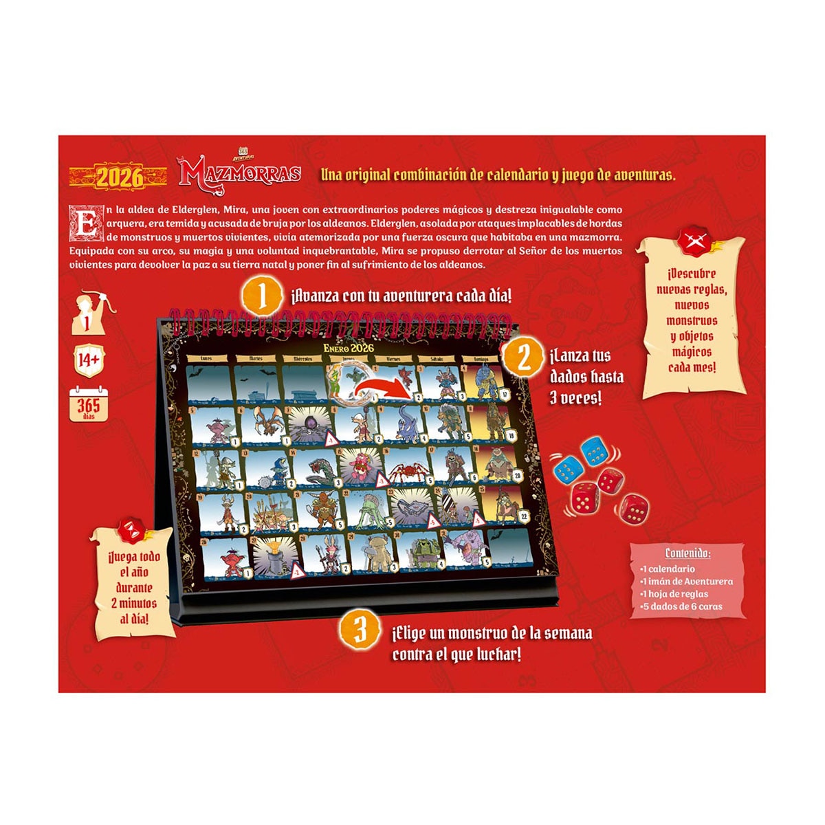 Jogo de Tabuleiro Calendário de 365 Adventures Dungeon Devir Vermelho-3
