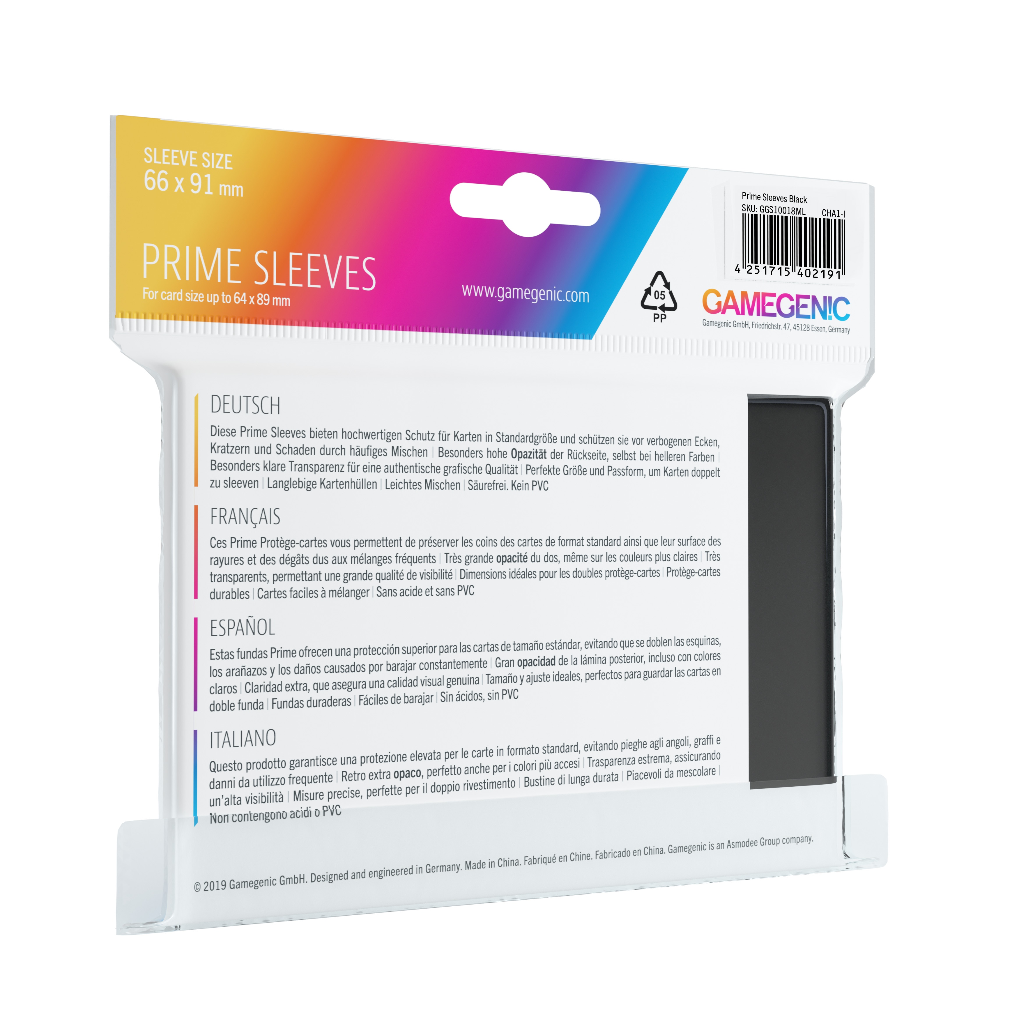 Capas Pack Prime Sleeves Black (100) Gamegenic 2