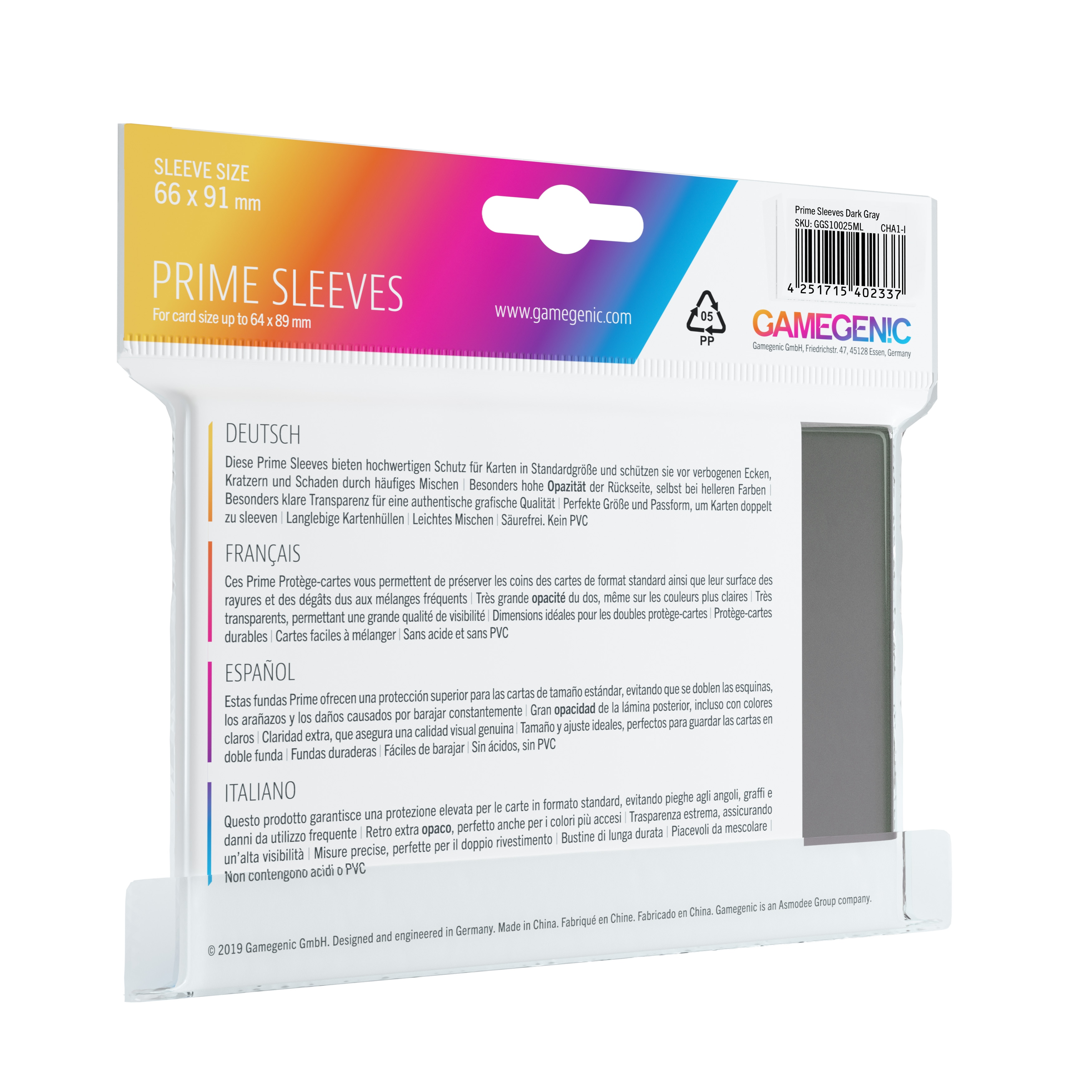 Capas Pack Prime Sleeves Gray (100) Gamegenic 2