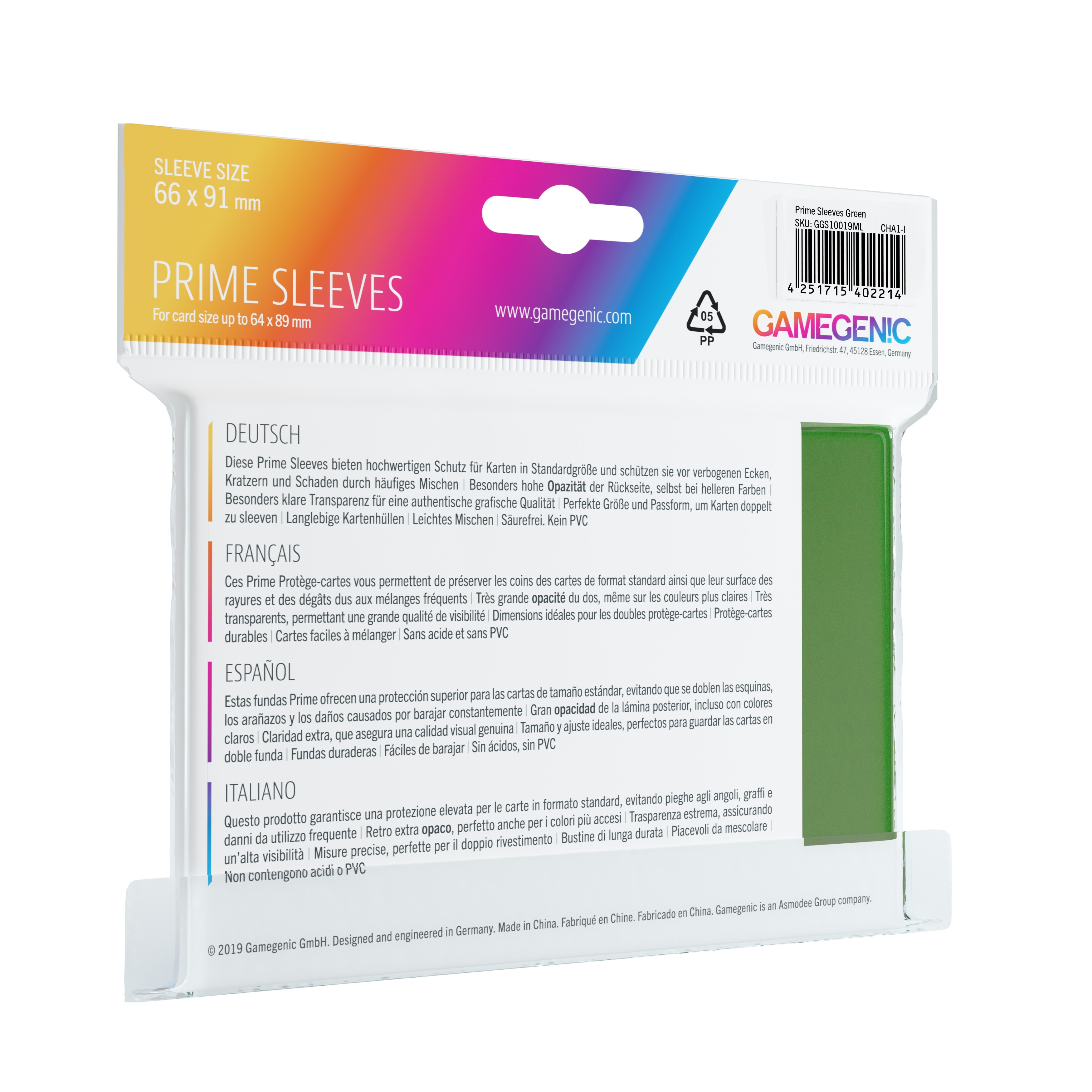 Capas Pack Prime Sleeves Green (100) Gamegenic 2