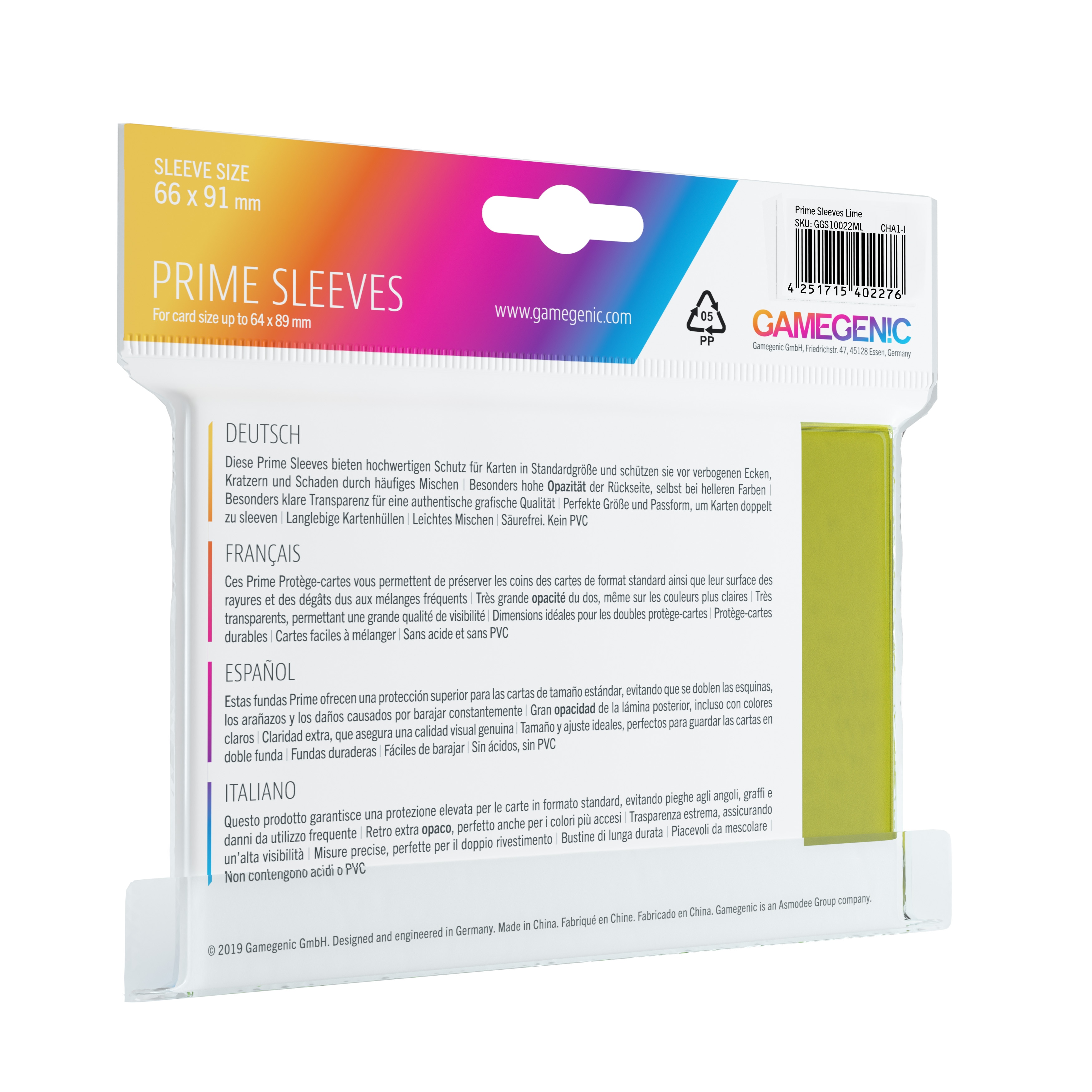 Capas Pack Prime Sleeves Lime (100) Gamegenic 2