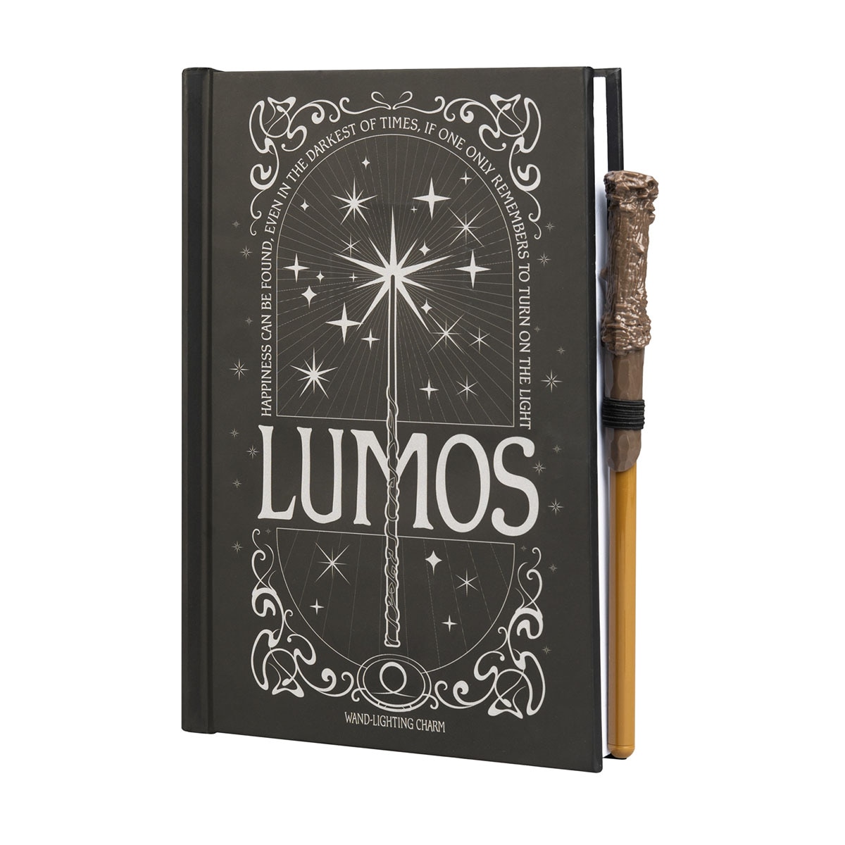 Caderno A5 com luz Lumos maxima Harry Potter 1