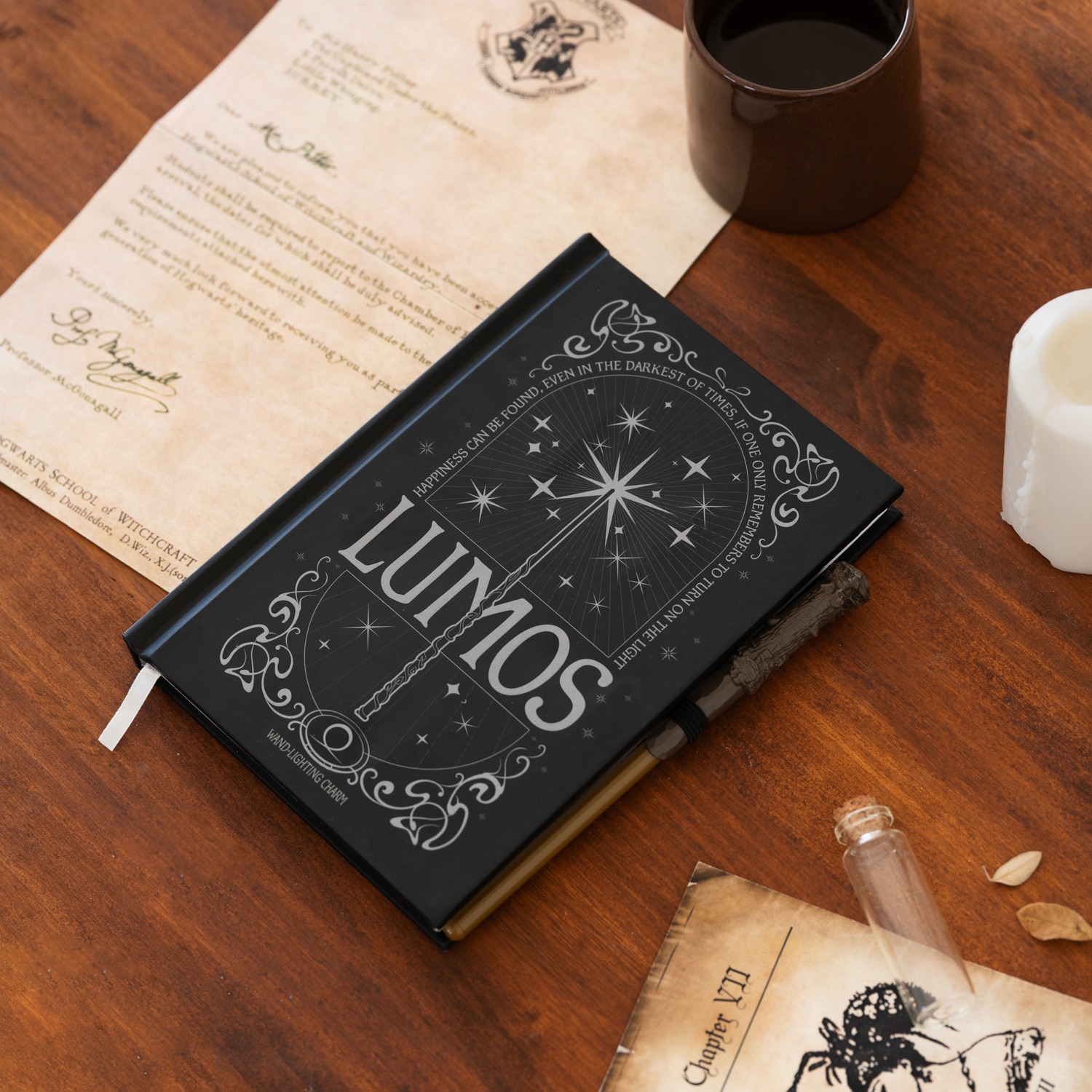 Caderno A5 com luz Lumos maxima Harry Potter 7