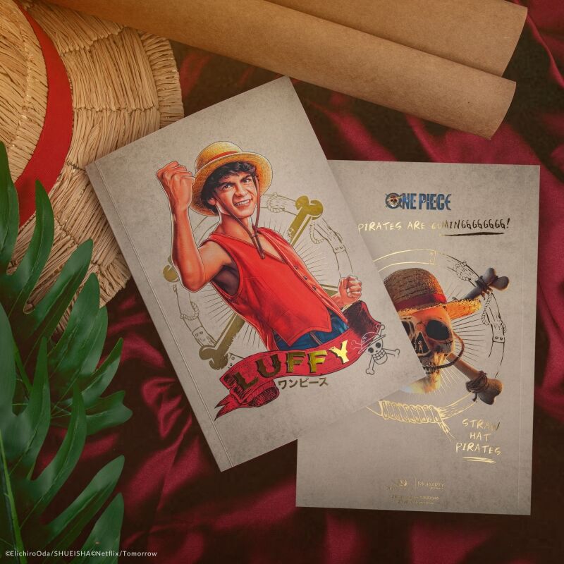 Caderno capa mole Luffy One Piece Acción Real CNR 3