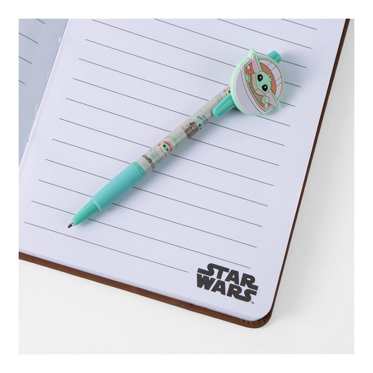 Caderno A5 e Caneta Grogu Star Wars The Mandalorian Castanho-6