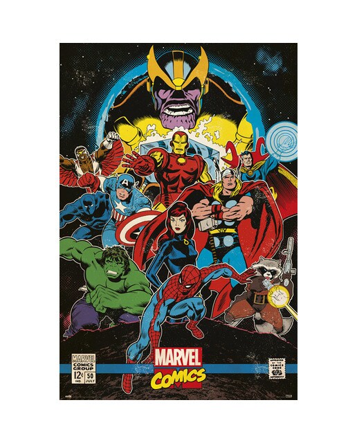 Póster Marvel Vingadores Comic Infinity Retro Vermelho-1