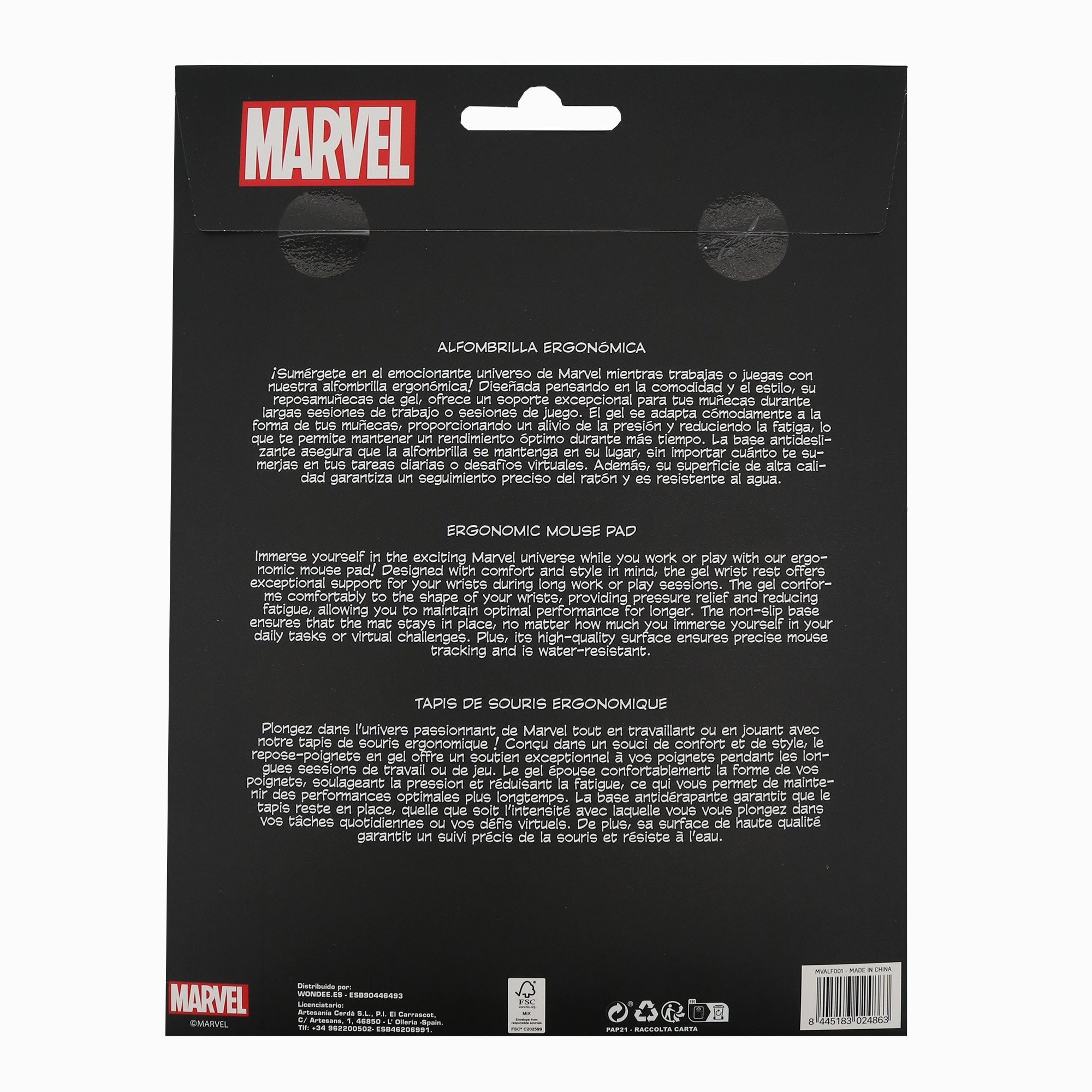 Tapete ergonómico Gel Marvel Wondee 7