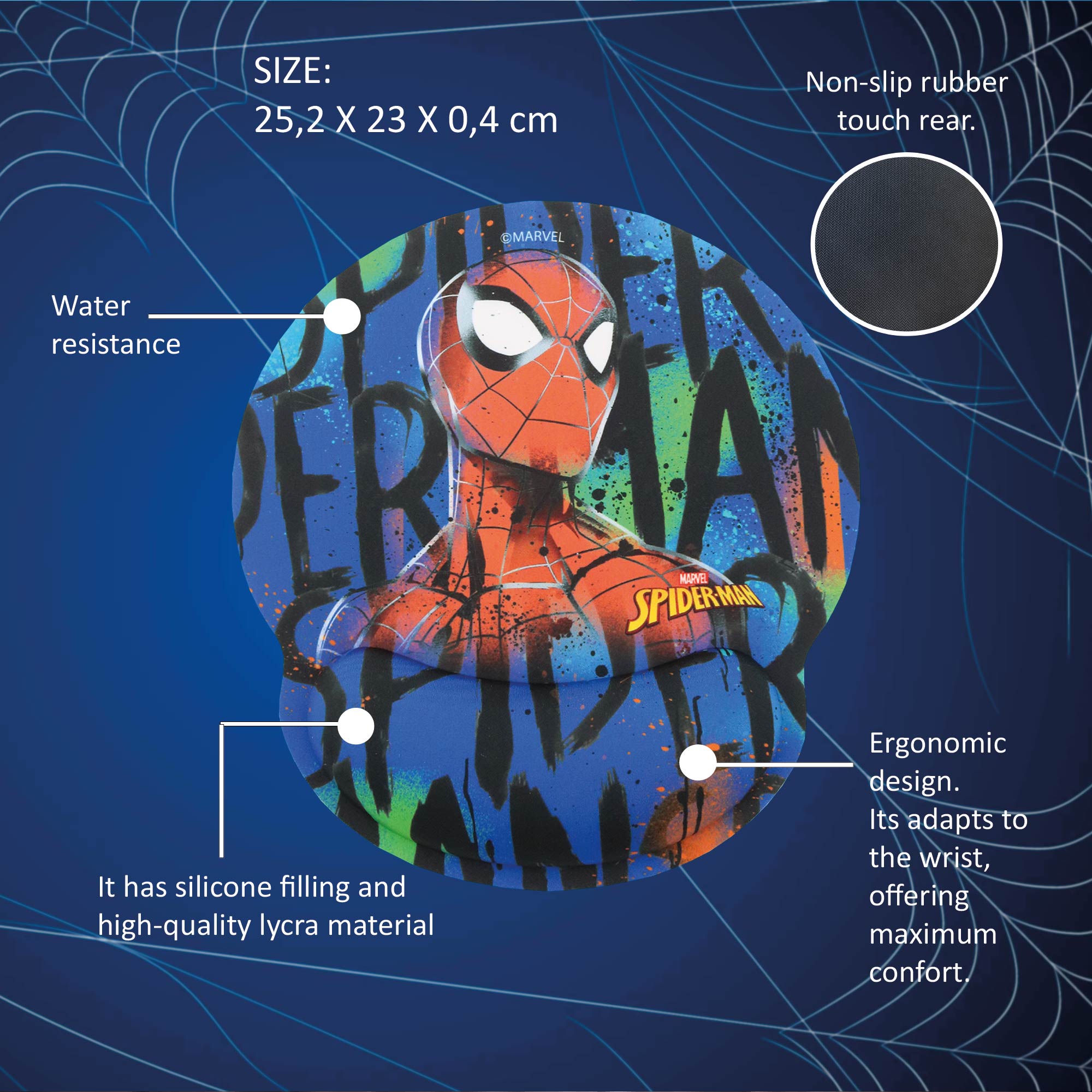 Alfombrilla ergonómica Gel Spiderman Marvel Wondee 2