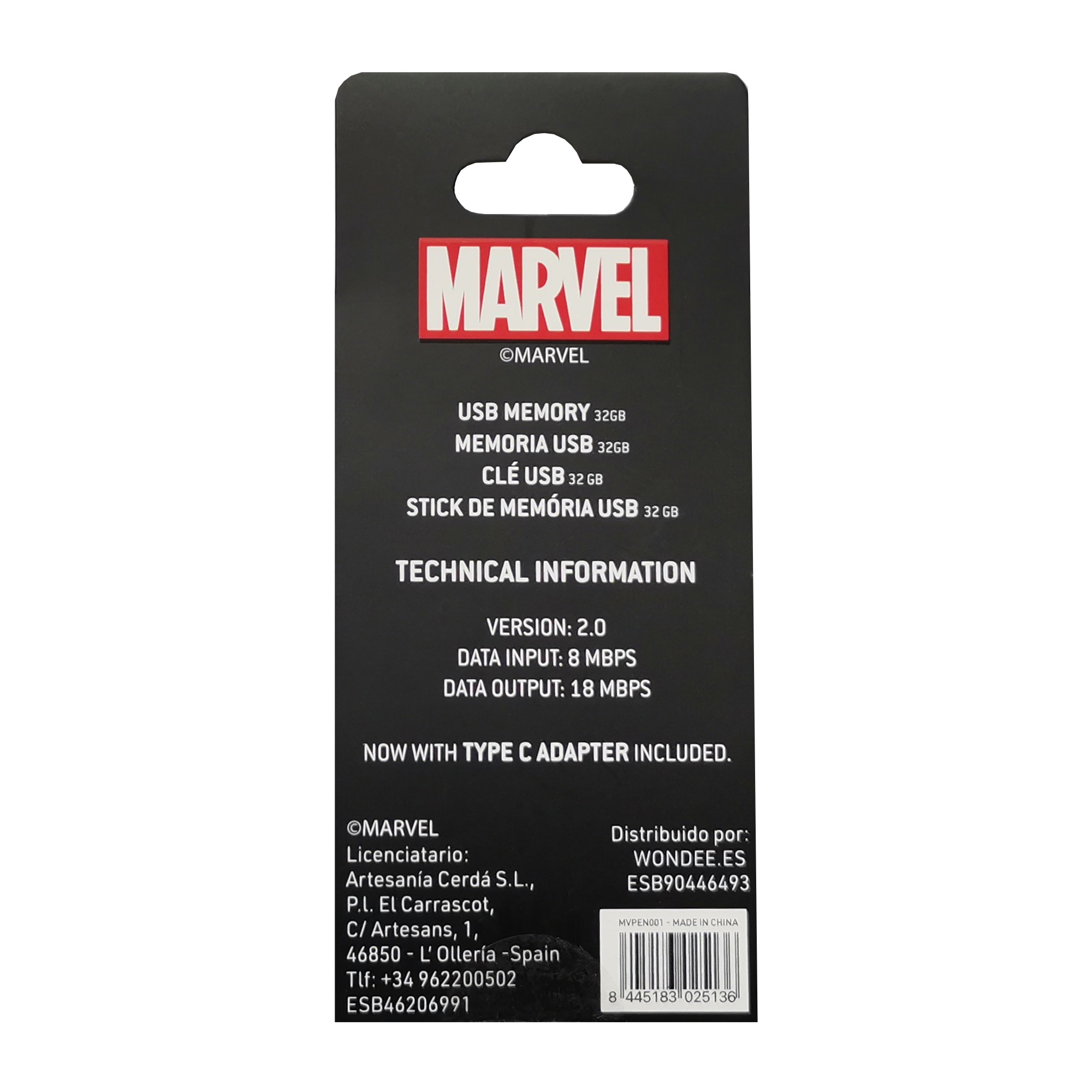MEMORIA USB 32GB SPIDERMAN MARVEL Avengers 10