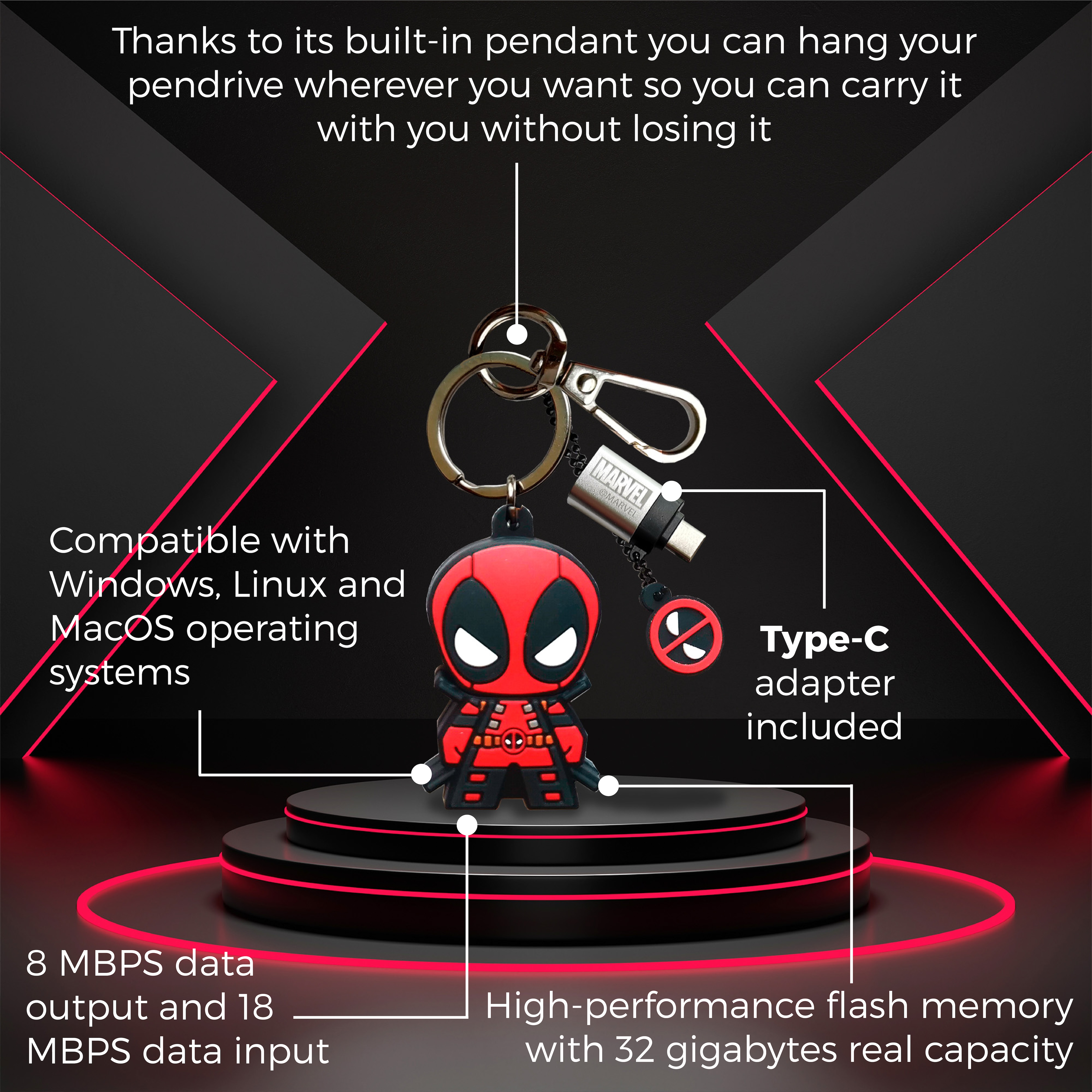 MEMORIA USB 32GB DEADPOOL MARVEL Avengers 5