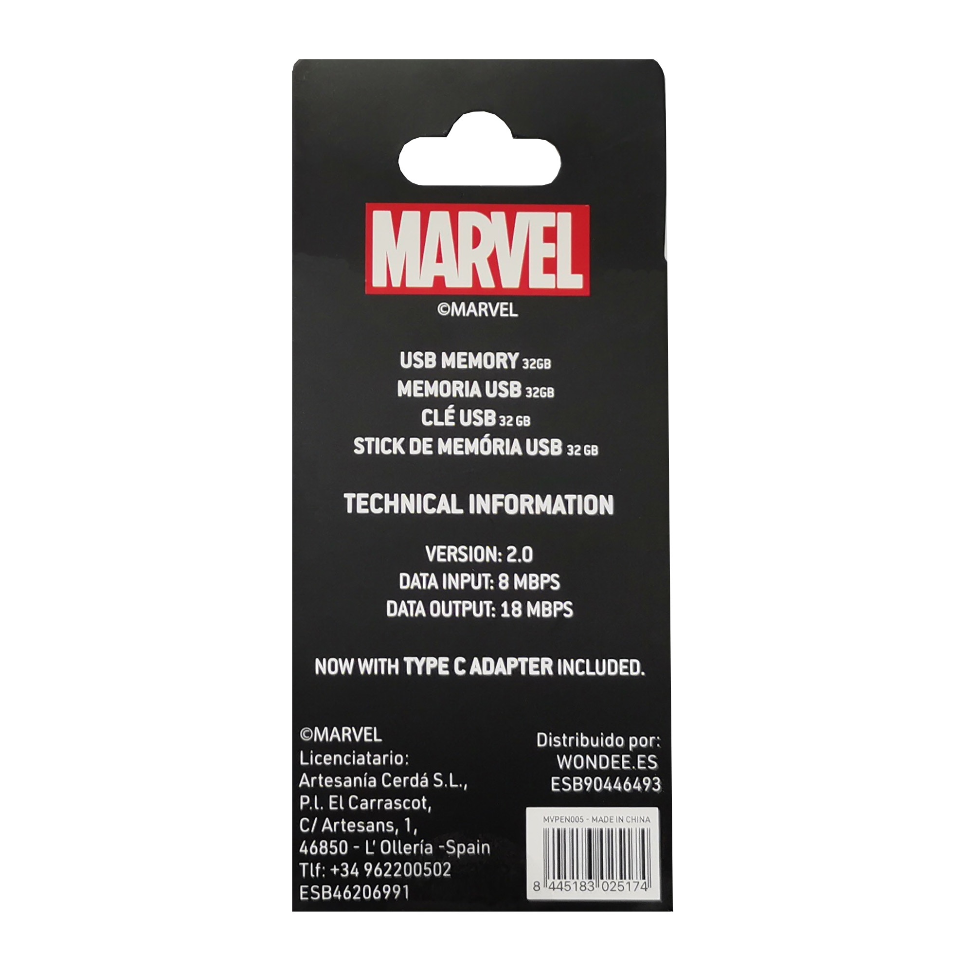 MEMORIA USB 32GB DEADPOOL MARVEL Avengers 10