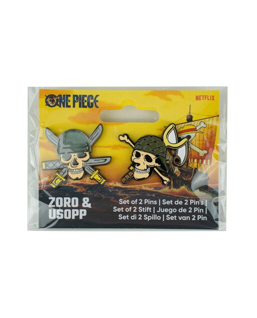 Set 2 pins 3 cm Calavera Zoro y Usopp One Piece Cineréplicas 2