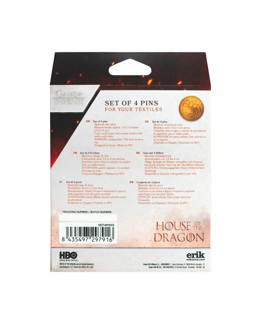 Conjunto 4 Pin La Casa Del Dragón Jogo De Tronos Salesone 3