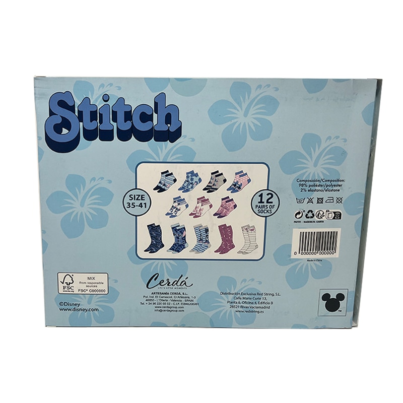 Conjunto de 12 Pares de Meias Stitch Disney 2