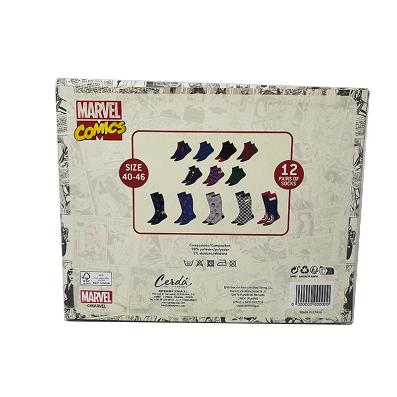 Conjunto de 12 Pares de Meias Marvel Comic 2