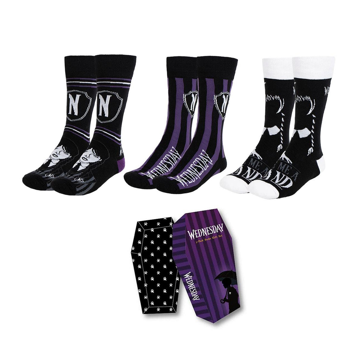 Conjunto de 3 Pares de Meias Wednesday 1