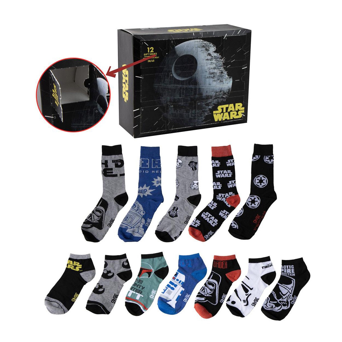 Imagem 0 de Caixa de 12 Pares de Meias Star Wars