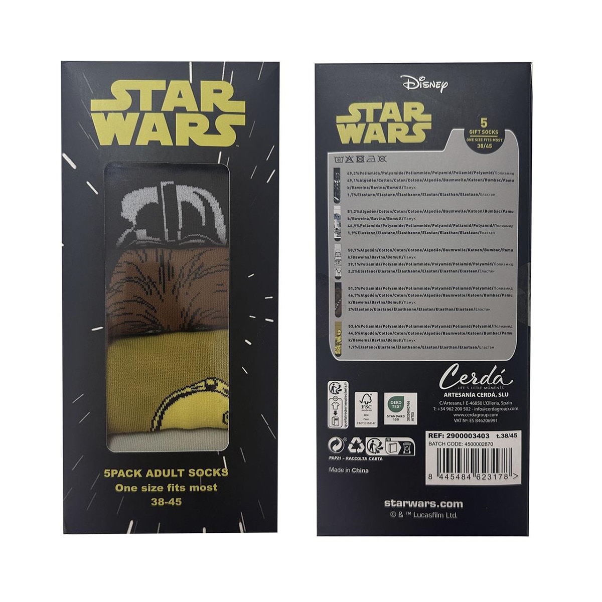 Caixa de 5 Pares de Meias Star Wars Multicolor-9