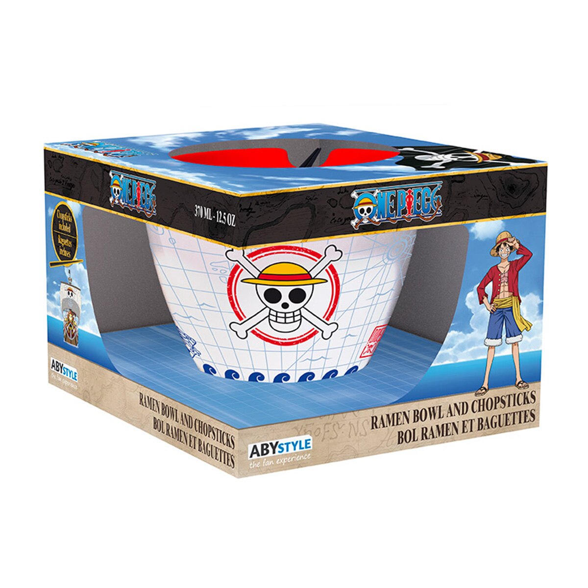 Tigela de Ramen com Pauzinhos Luffy One Piece Branco-2
