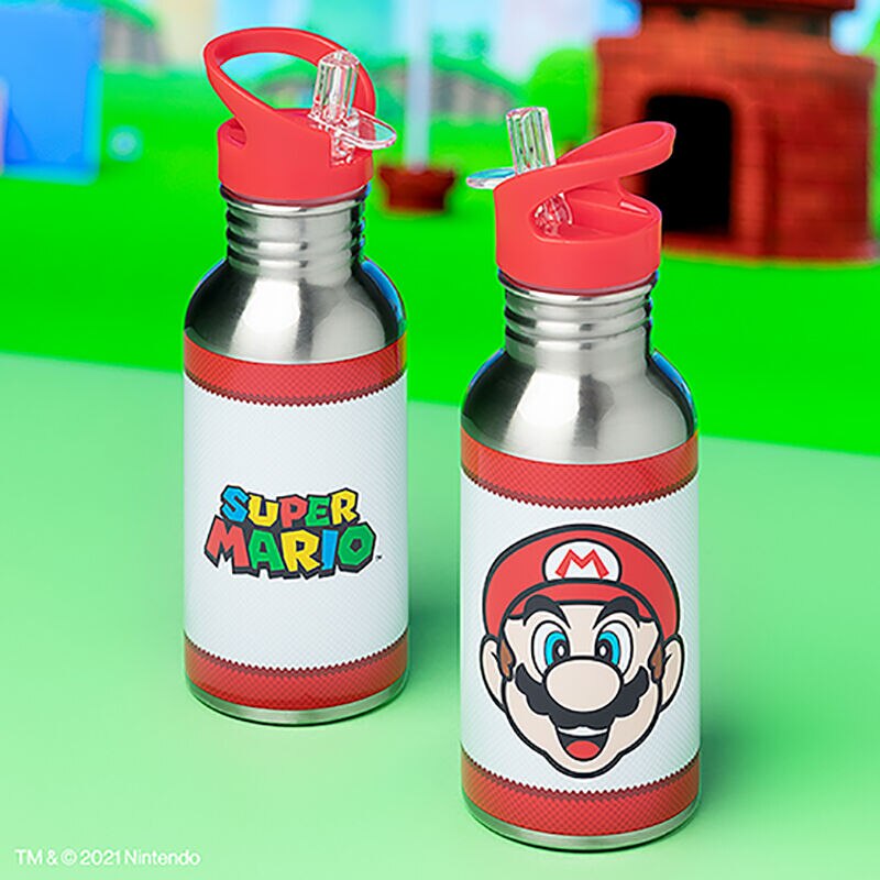 Garrafa Inoxidável com Palhinha Mario Bros 3