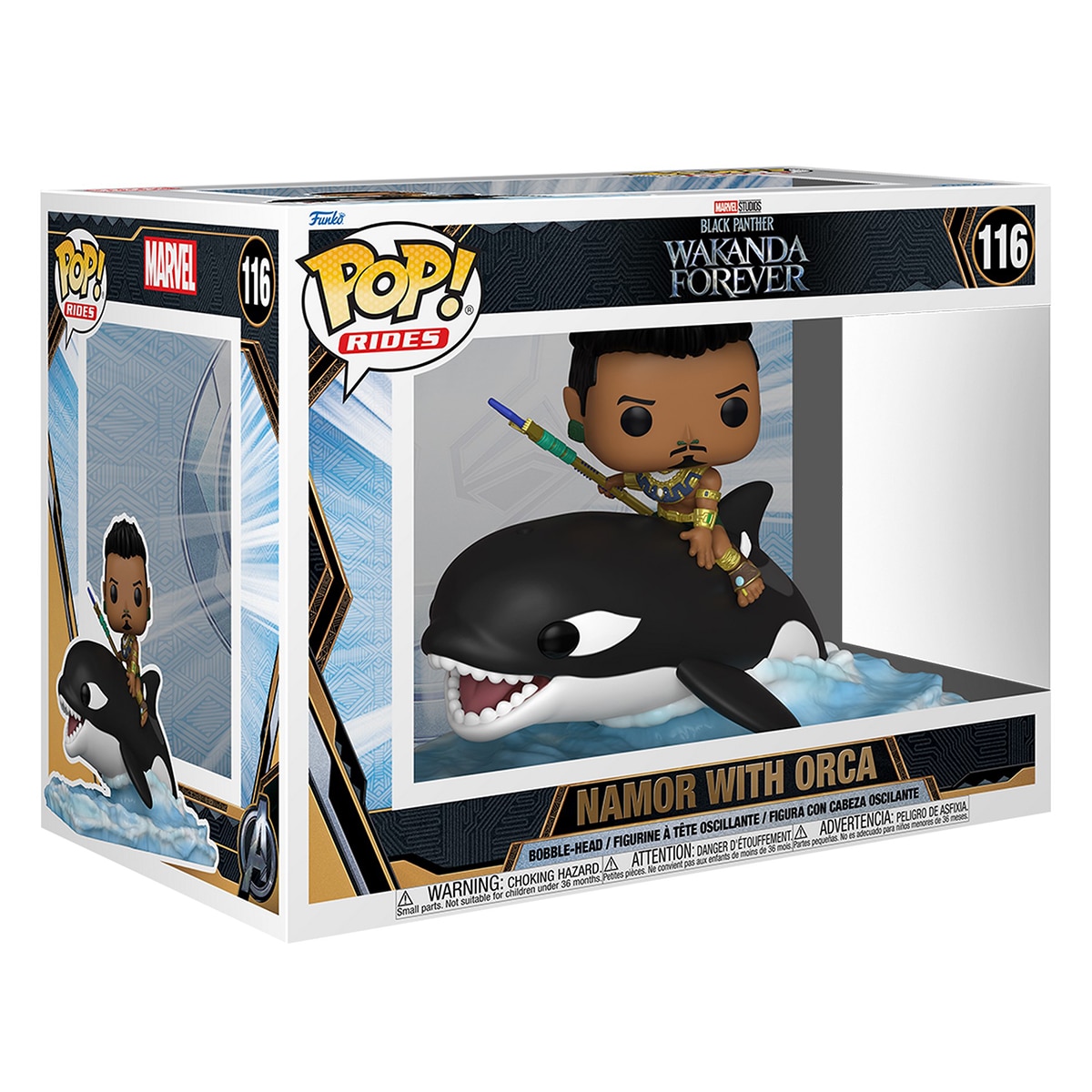 Figura Funko POP Ride Namor en Orca Black Panther 2022 2