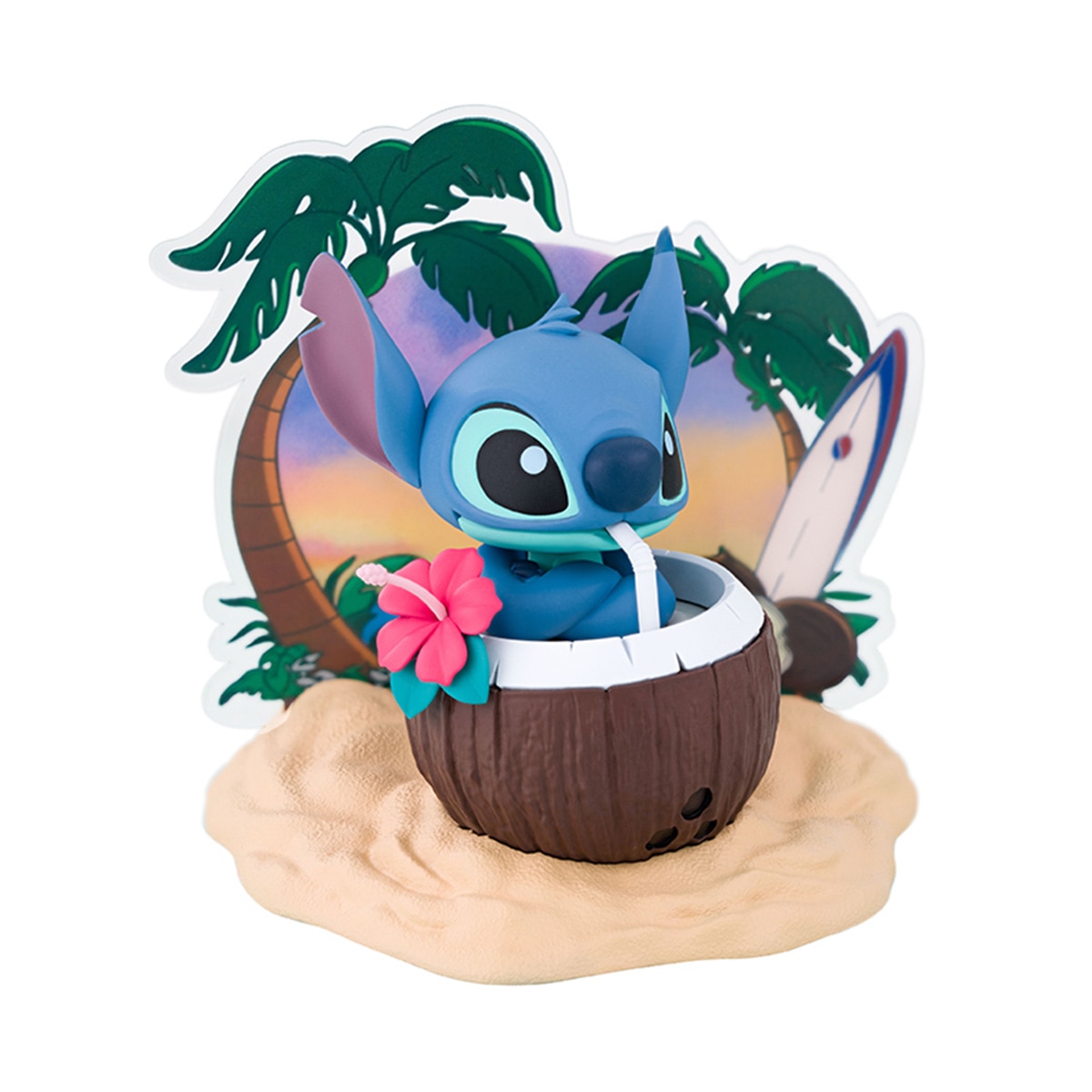 Estatua Stitch Bebendo Coco 15cm Disney Lilo & Stitch Abysse Azul-2