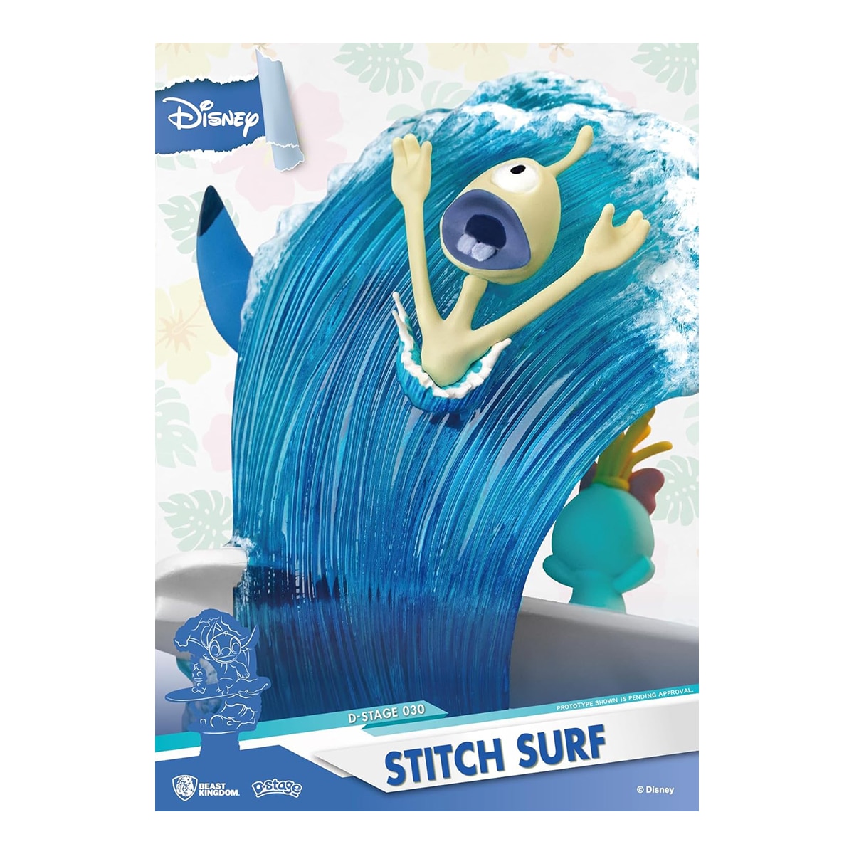 Estatua Stitch Surfando Est. 15 cm Disney Lilo & Stitch Beast Kingdom Azul-2