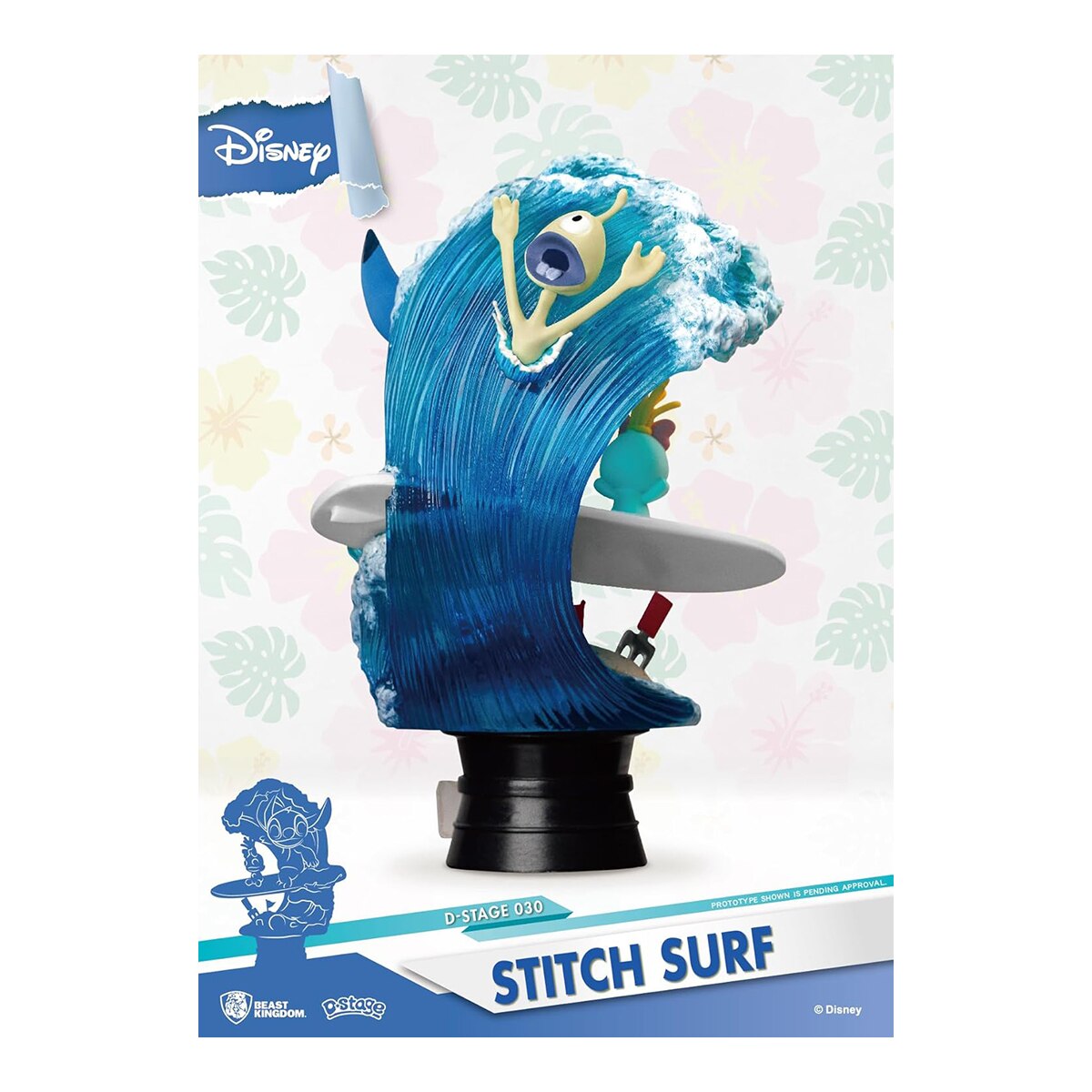 Estatua Stitch Surfando Est. 15 cm Disney Lilo & Stitch Beast Kingdom Azul-3