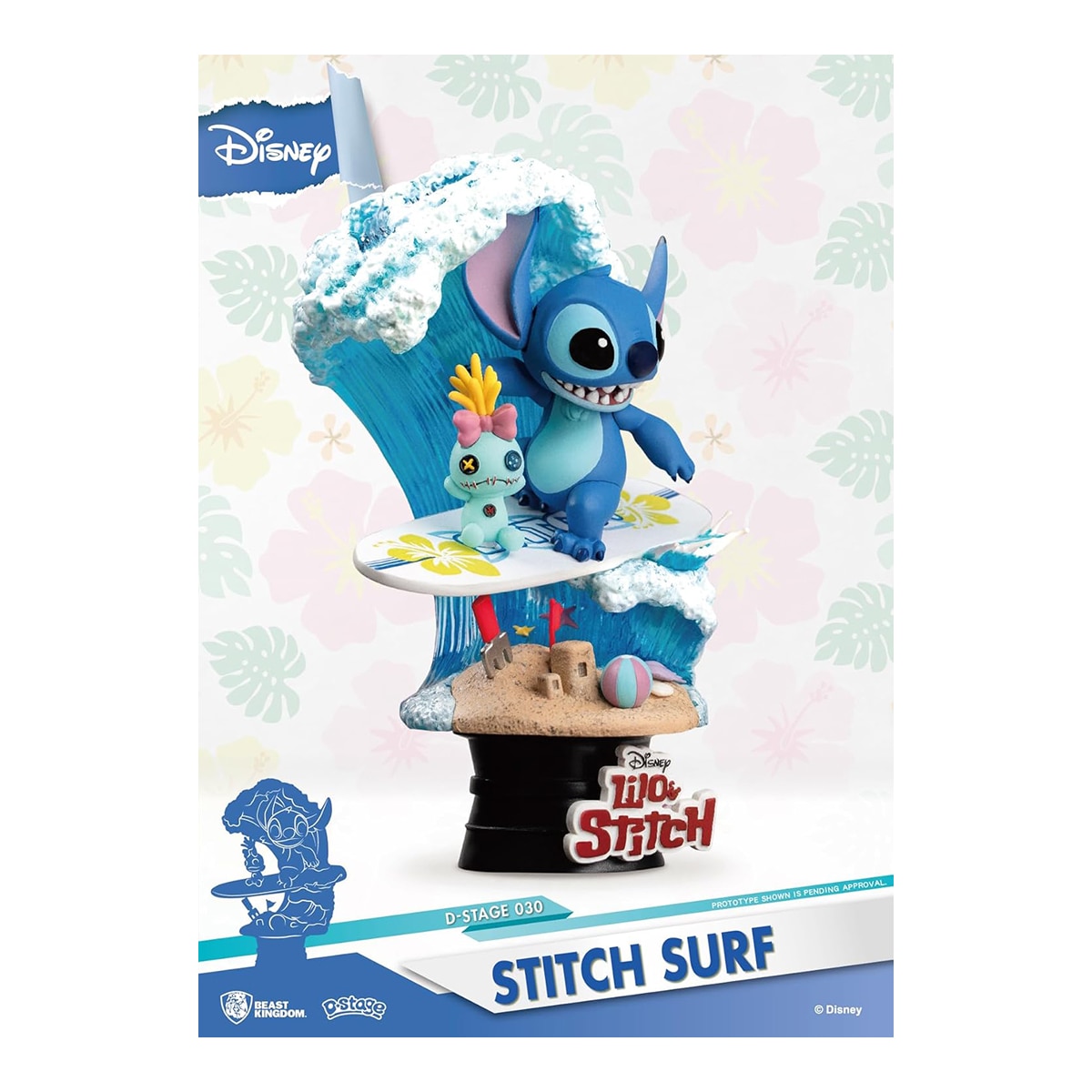Estatua Stitch Surfando Est. 15 cm Disney Lilo & Stitch Beast Kingdom Azul-4