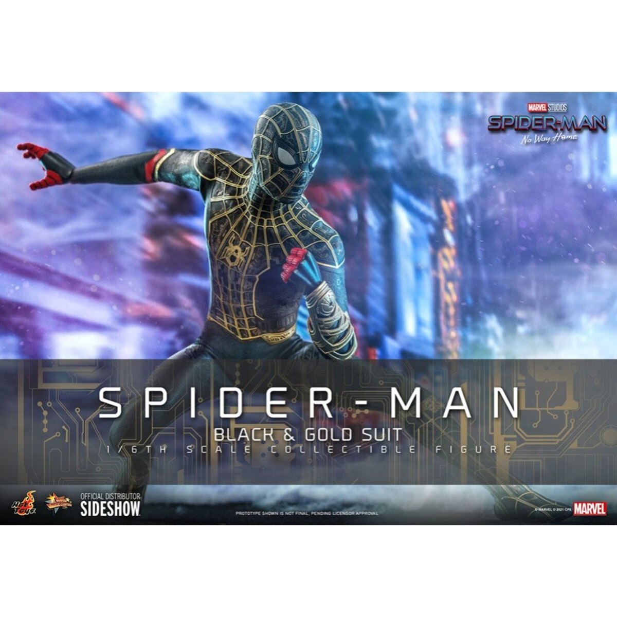 Figura Marvel No Way Home Spiderman preto e dourado 2