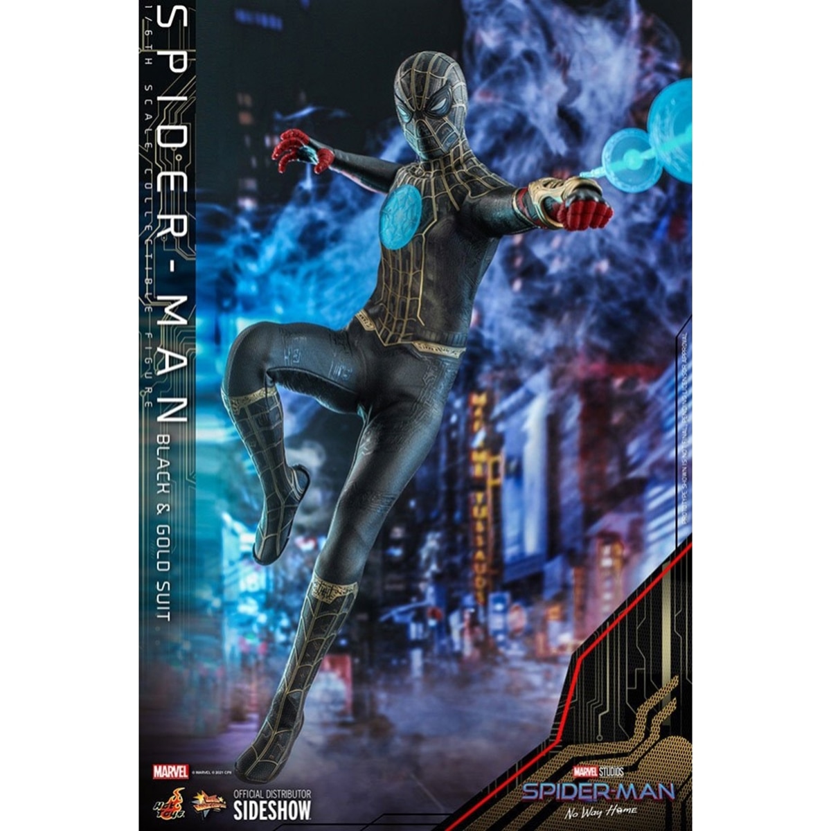 Figura Marvel No Way Home Spiderman preto e dourado 3