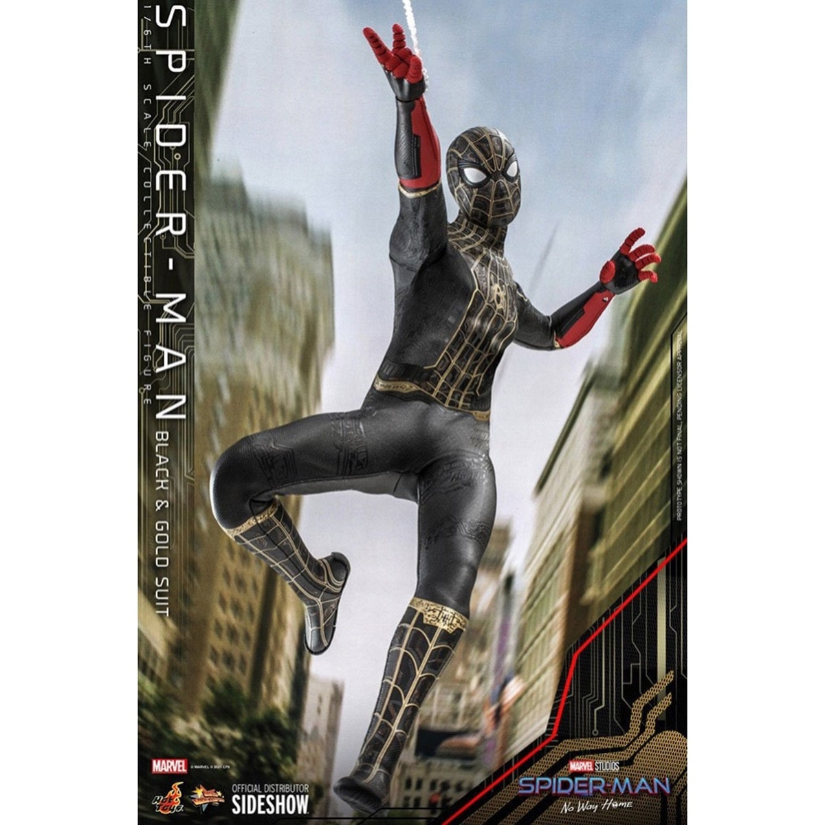 Figura Marvel No Way Home Spiderman preto e dourado 4