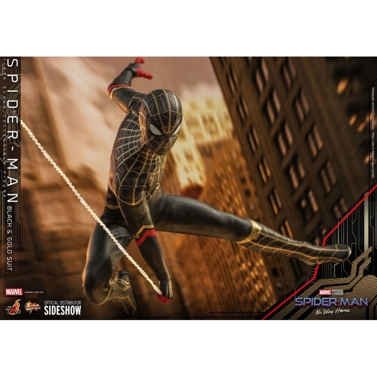Figura Marvel No Way Home Spiderman preto e dourado 7