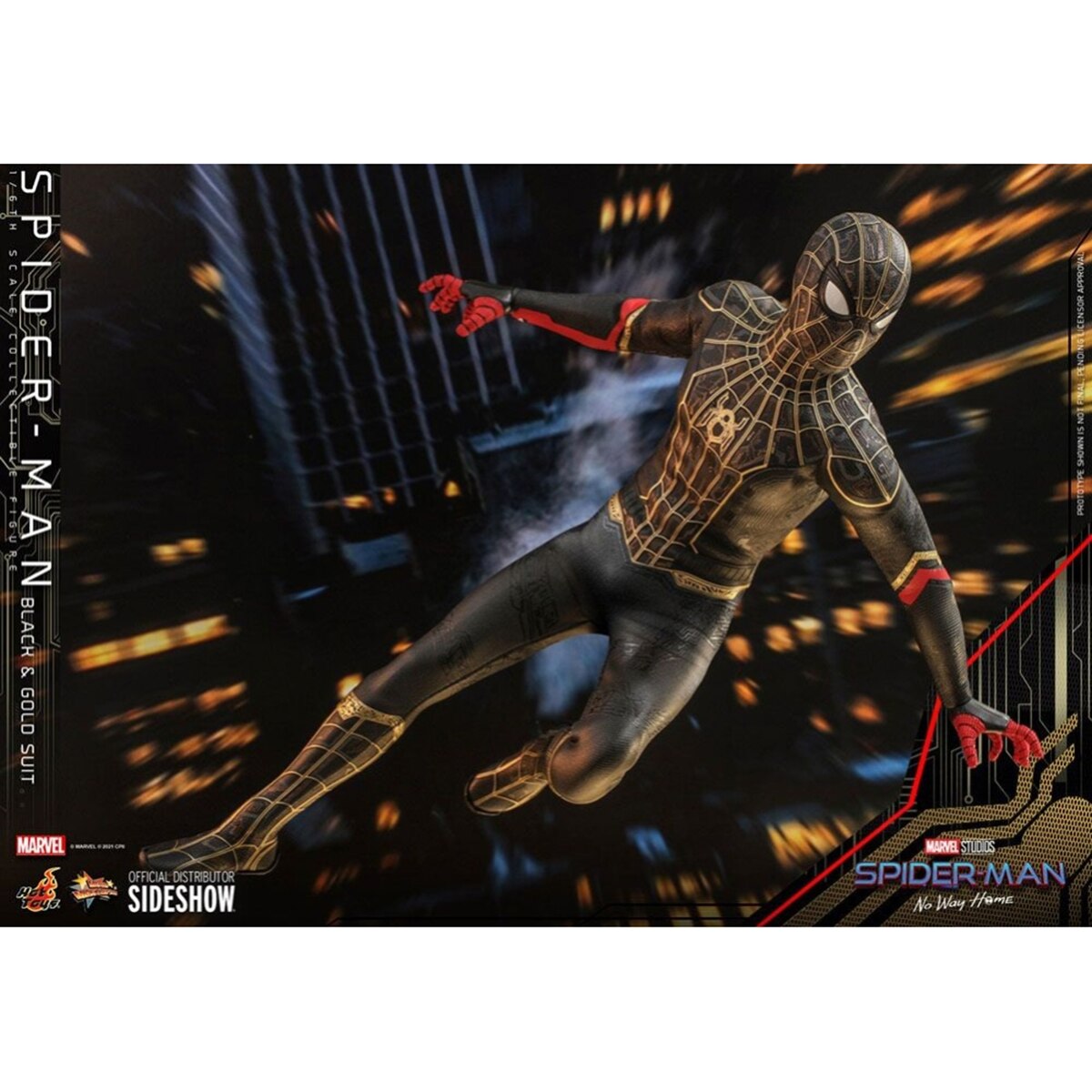 Figura Marvel No Way Home Spiderman preto e dourado 8