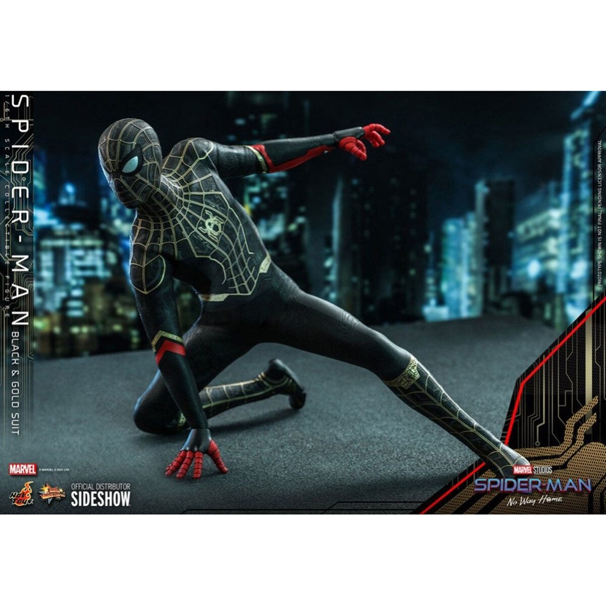 Figura Marvel No Way Home Spiderman preto e dourado 9